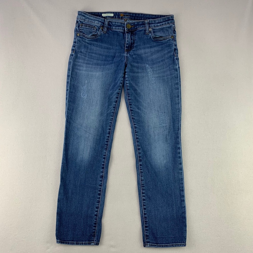 KUT from the Kloth Boyfriend Jeans Women 8 Blue Distressed Medium Wash Denim